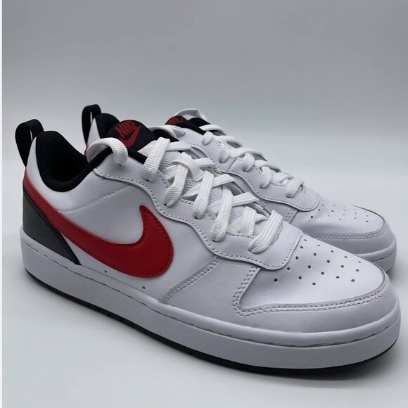 Nike Court Borough Low 2 White/University Red-Black Size 7Y - Picture 1 of 3